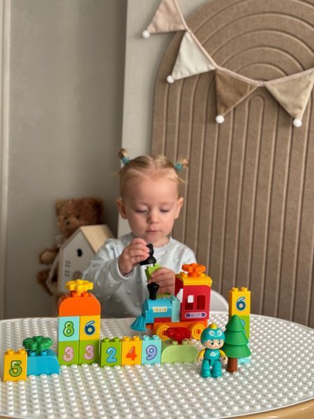 Набір Столик "Мультиплей Індиго 5 в 1" та стілець Poppet + Розвиваючий конструктор &laquo;Потяг із цифрами&raquo; Poppet PP-011I2 фото
