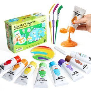 Творчій набір фарб Squeezy на водній основі 8 кольорів Jar Melo JA99483 фото