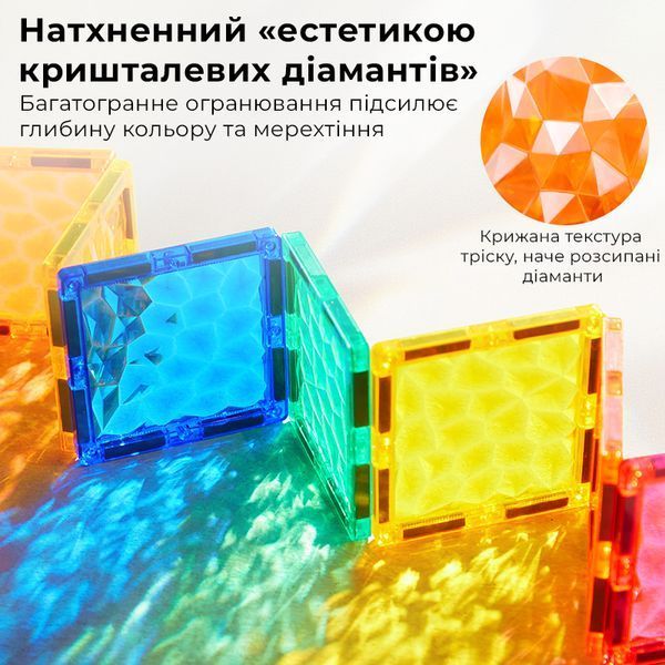 Магнітний конструктор Кольорові плитки-Діамантовий блиск, 90 деталей Mideer DS1661 фото